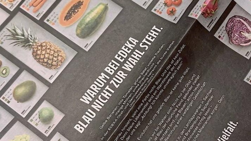 Rund um die Europawahl im vergangenen Jahr schaltete Edeka eine Zeitungsanzeige mit dem Satz: „Warum bei Edeka Blau nicht zur Wahl steht“ – eine Anspielung auf die AfD