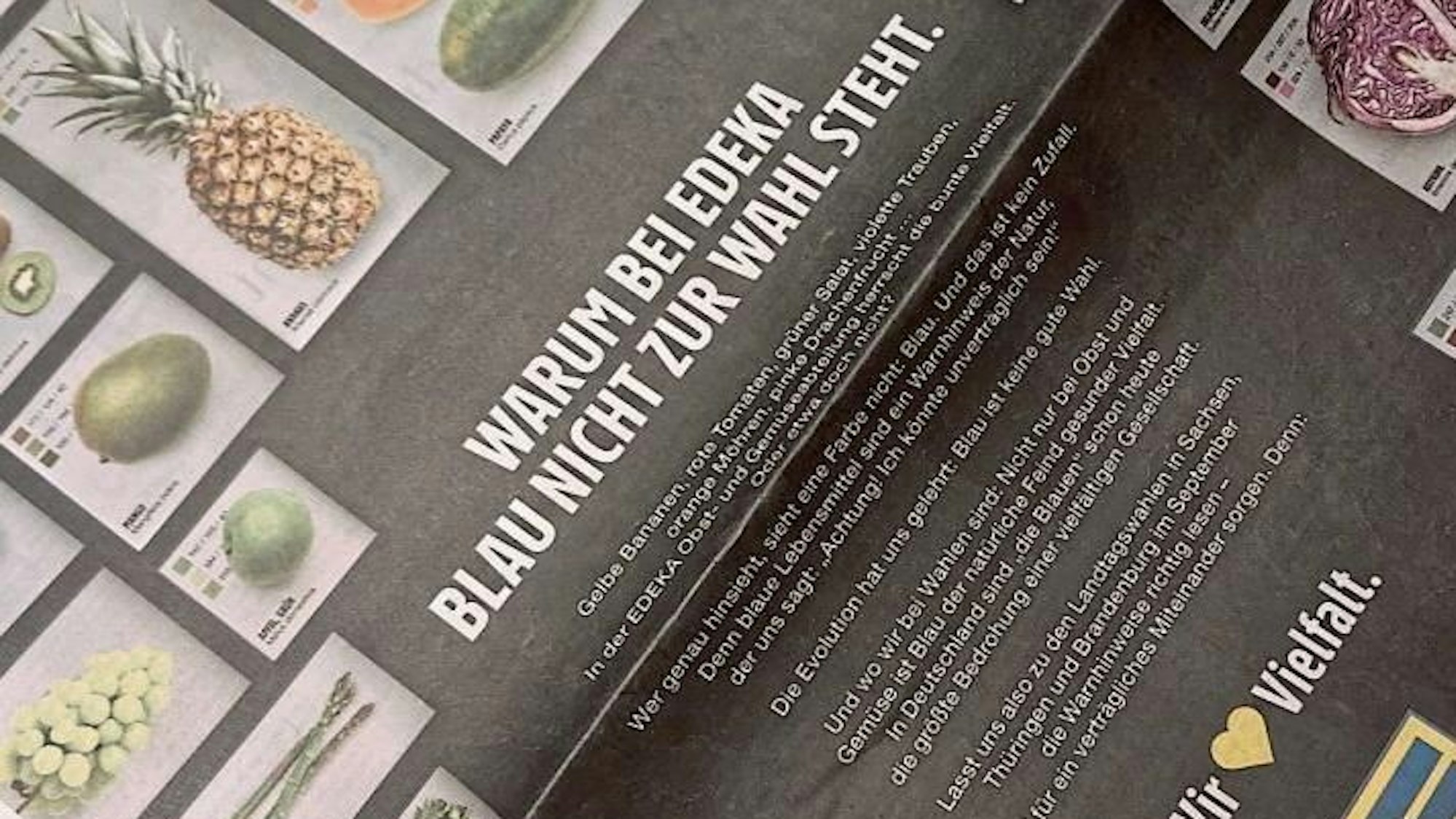 Rund um die Europawahl im vergangenen Jahr schaltete Edeka eine Zeitungsanzeige mit dem Satz: „Warum bei Edeka Blau nicht zur Wahl steht“ – eine Anspielung auf die AfD