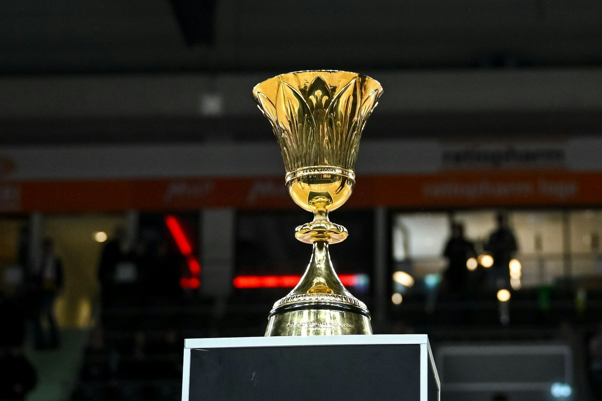 Goldener Glanz: Der WM-Pokal war in Neu-Ulm zu sehen.