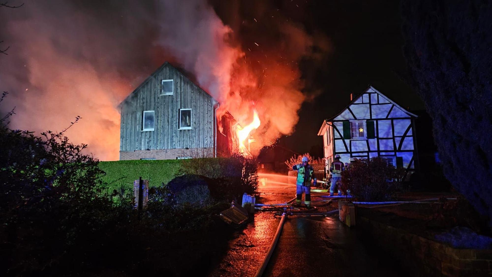 Feuer in einem Fachwerkhaus