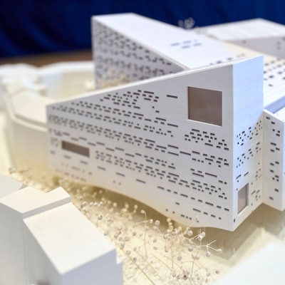 So sieht das Modell des von Snøhetta für Düsseldorf geplanten neuen Opernhauses aus.