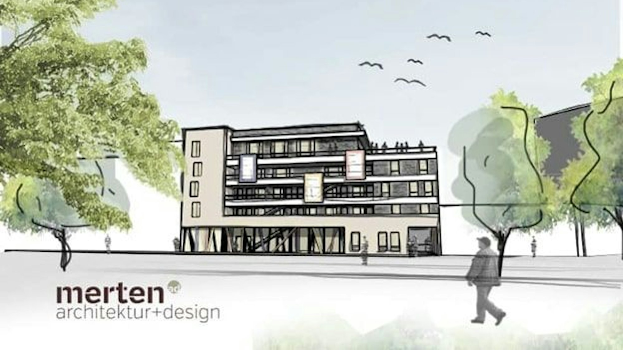 Visualisierung: Am Clevischen Ring soll der Neubau „Casa Colonia Grande“ mit 35 Wohnplätzen für sozial benachteiligte Menschen entstehen.