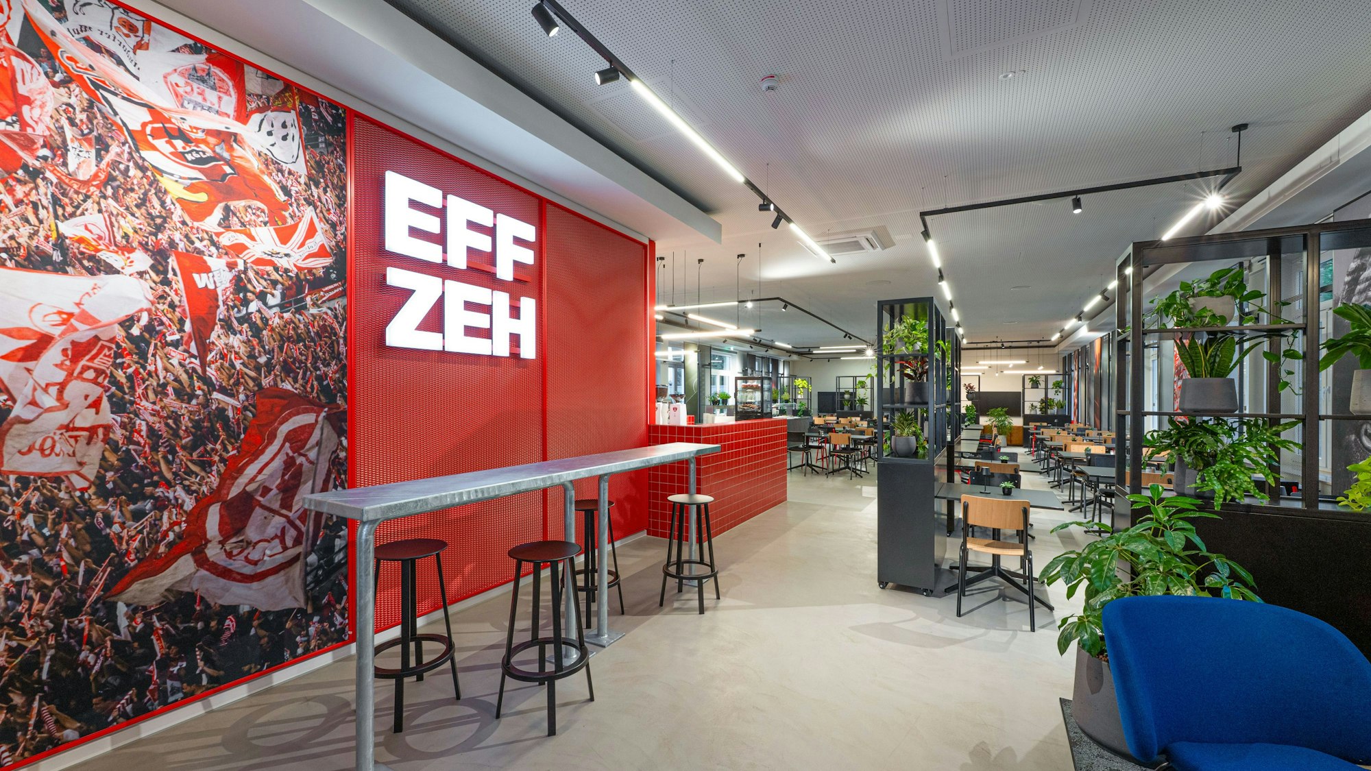 Im Geißbockheim des 1. FC Köln ist eine Bar, die ein Designbüro aus Euskirchen gestaltet hat.