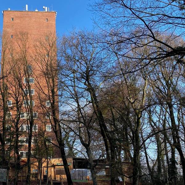 Zu sehen ist der Brühler Wasserturm.