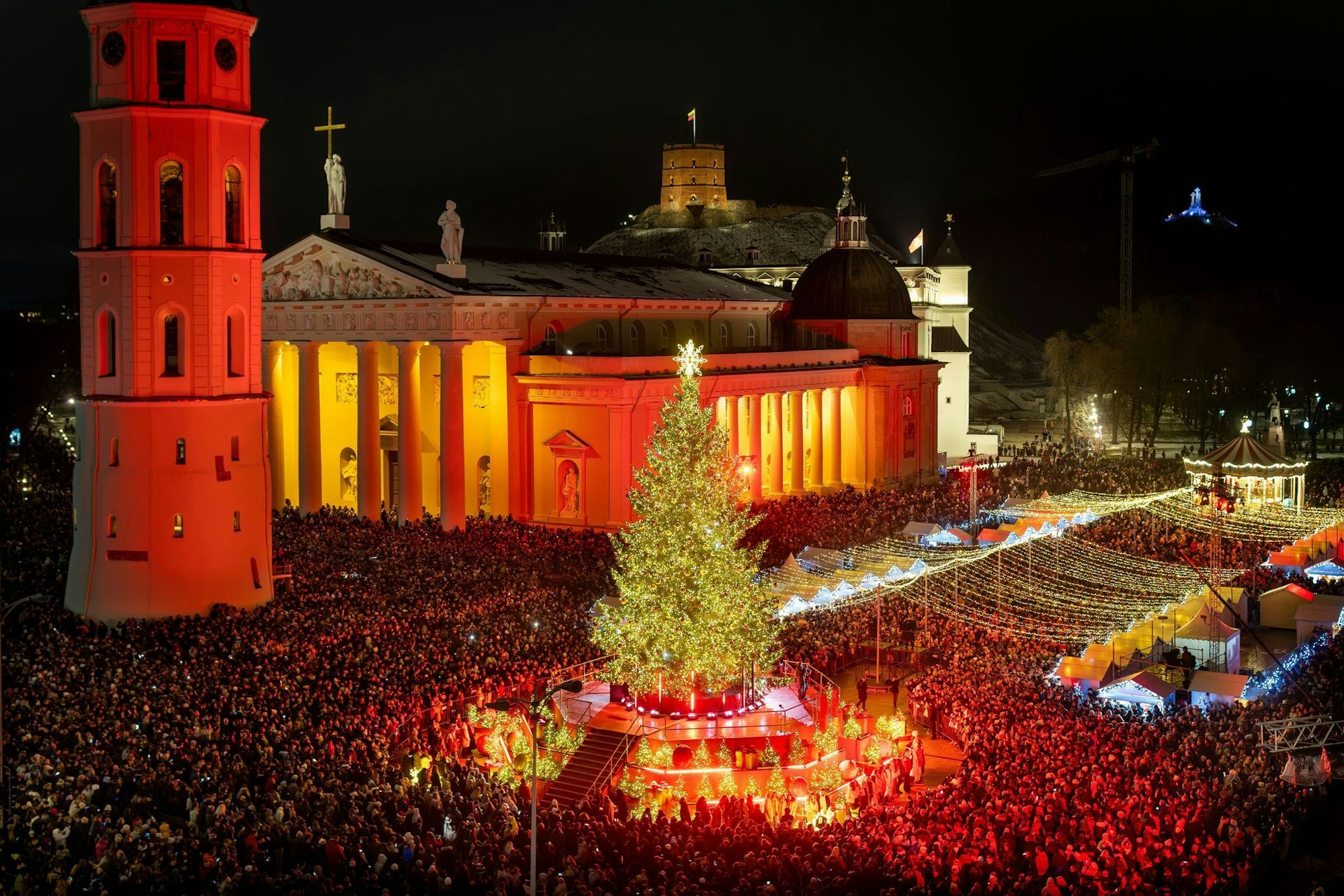 Der nationale Weihnachtsbaum beeindruckt mit einem jährlich neu gestalteten Lichtkonzept, das die litauische Hauptstadt in der Adventszeit erstrahlen lässt. (Archivbild)