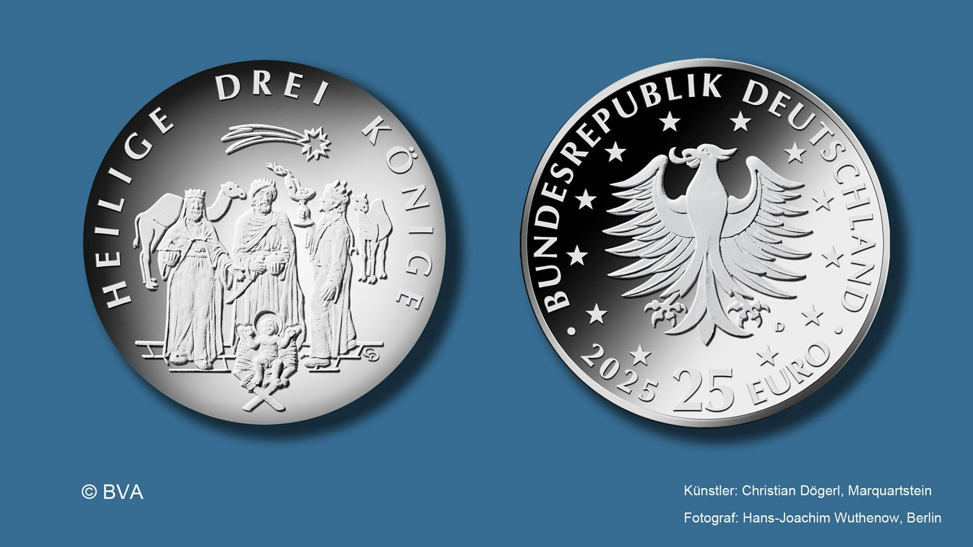 Die gestoppte Sammlermünze zu den Heiligen Drei Königen im Entwurf