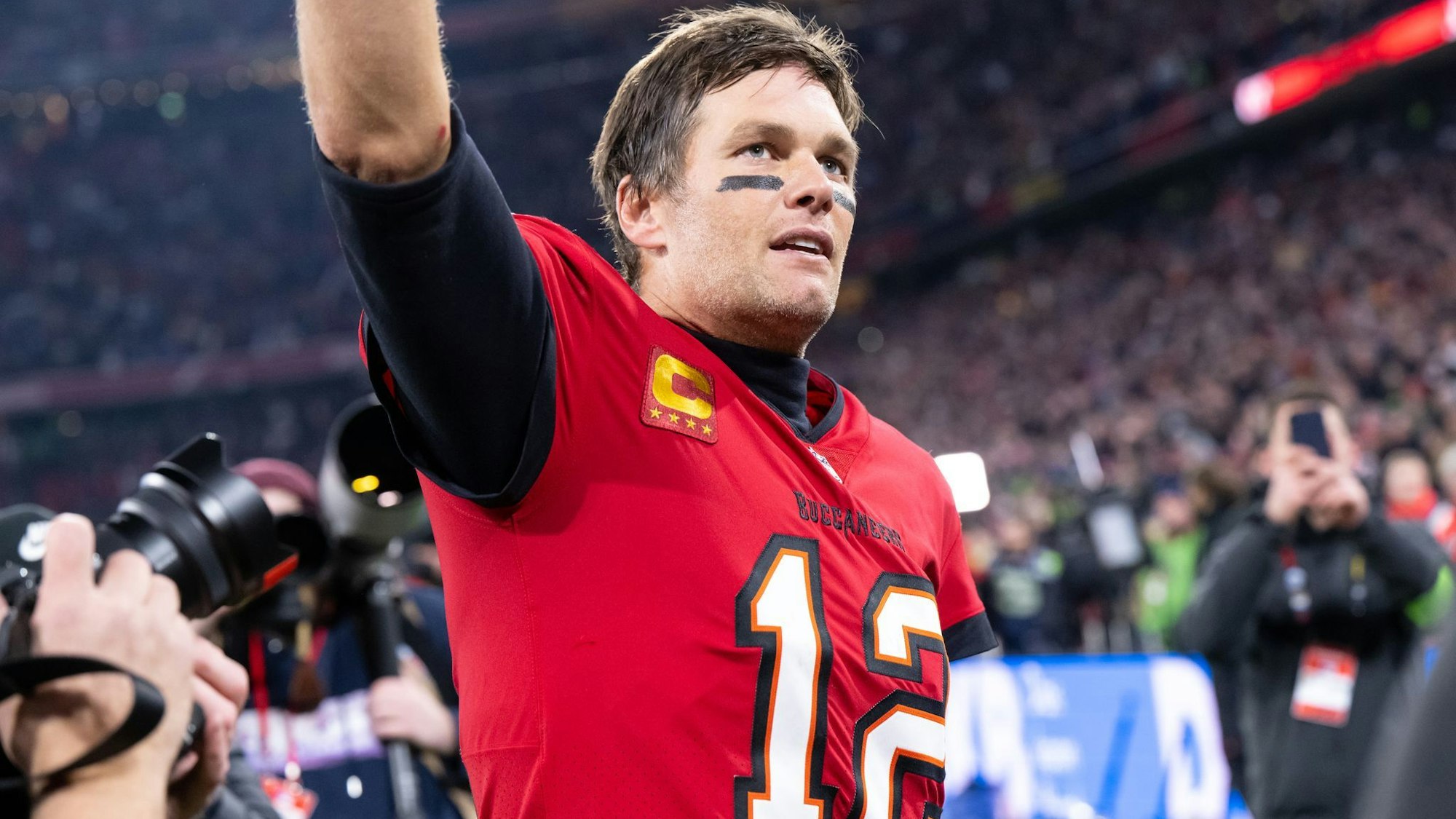War begeistert von den deutschen Fans in München: NFL-Superstar Tom Brady. (Archivbild). Foto: Sven Hoppe/dpa