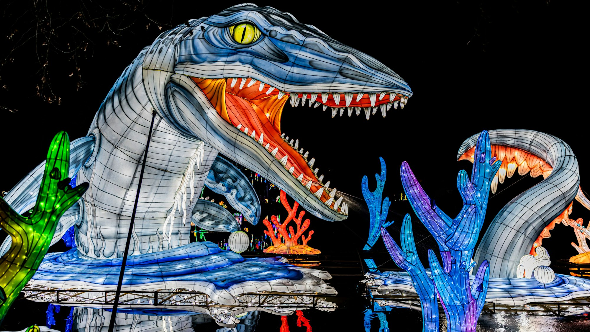 Ein Mosa-Saurier hält Hof im Kölner Zoo.