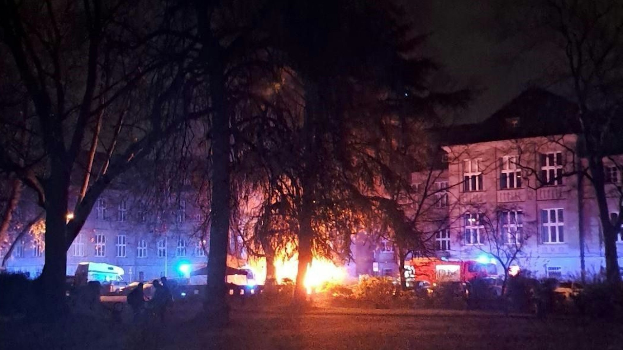 Drei brennende Autos.