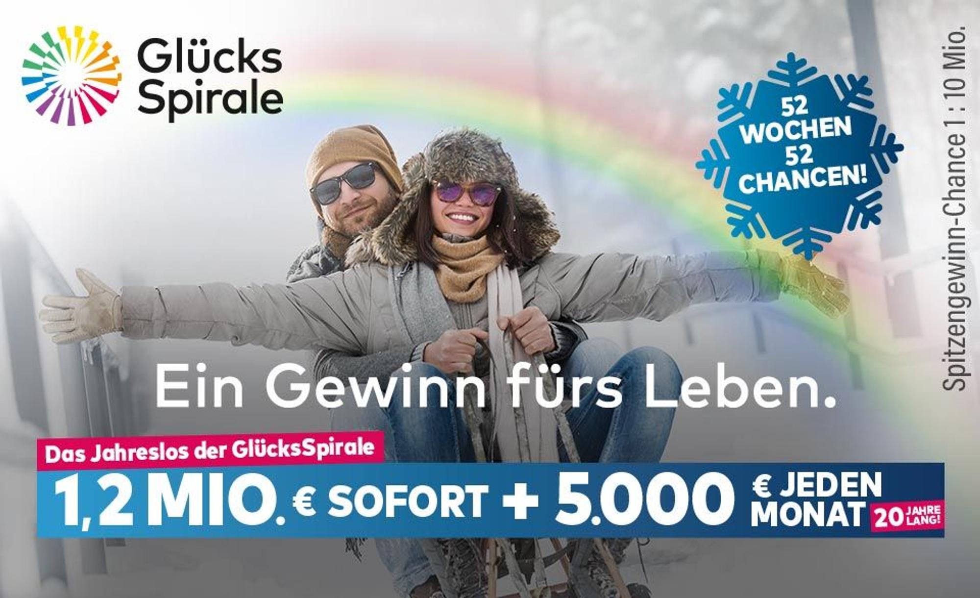 Werbeanzeige für das Jahreslos der GlücksSpirale