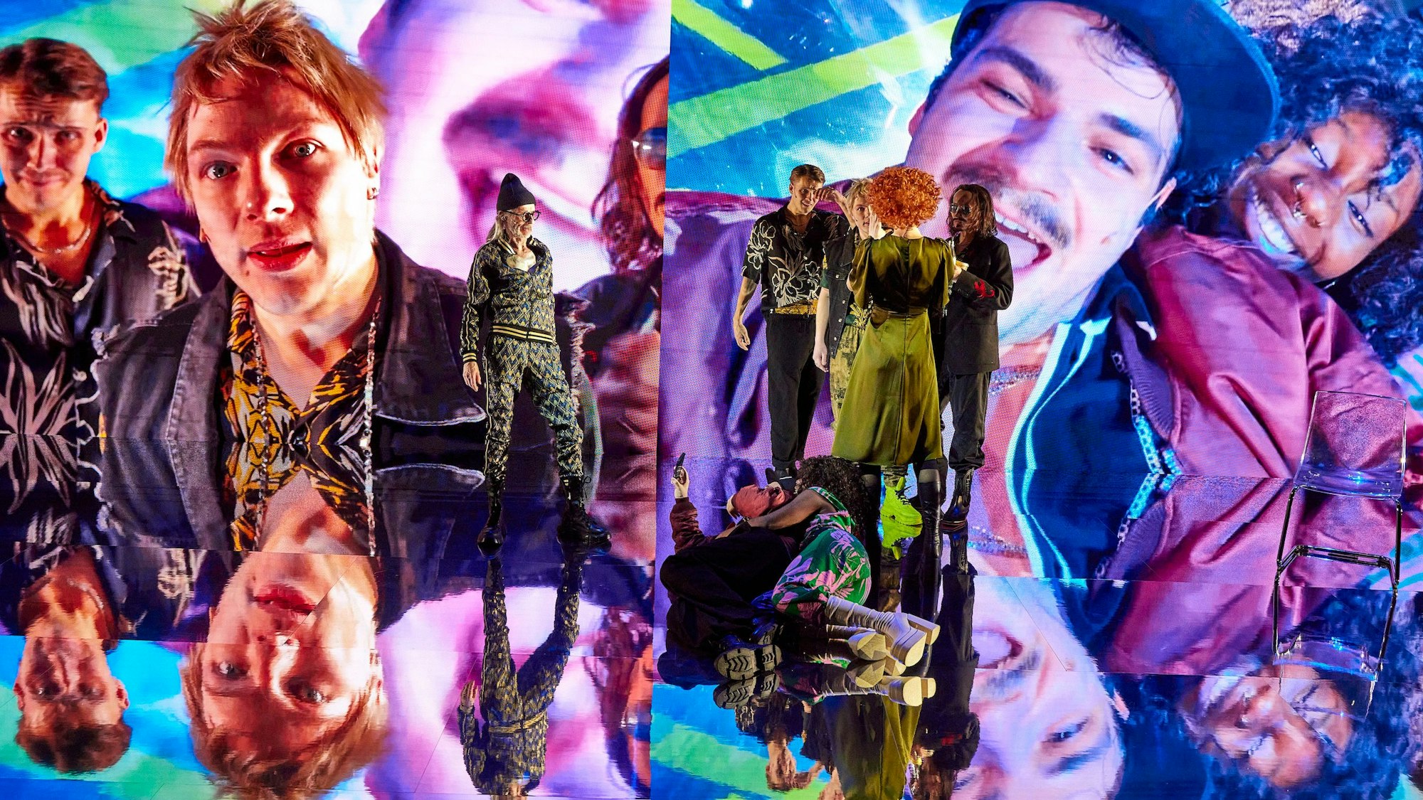 Blick auf die bildgewaltige Inszenierung von „Berlin Alexanderplatz“.