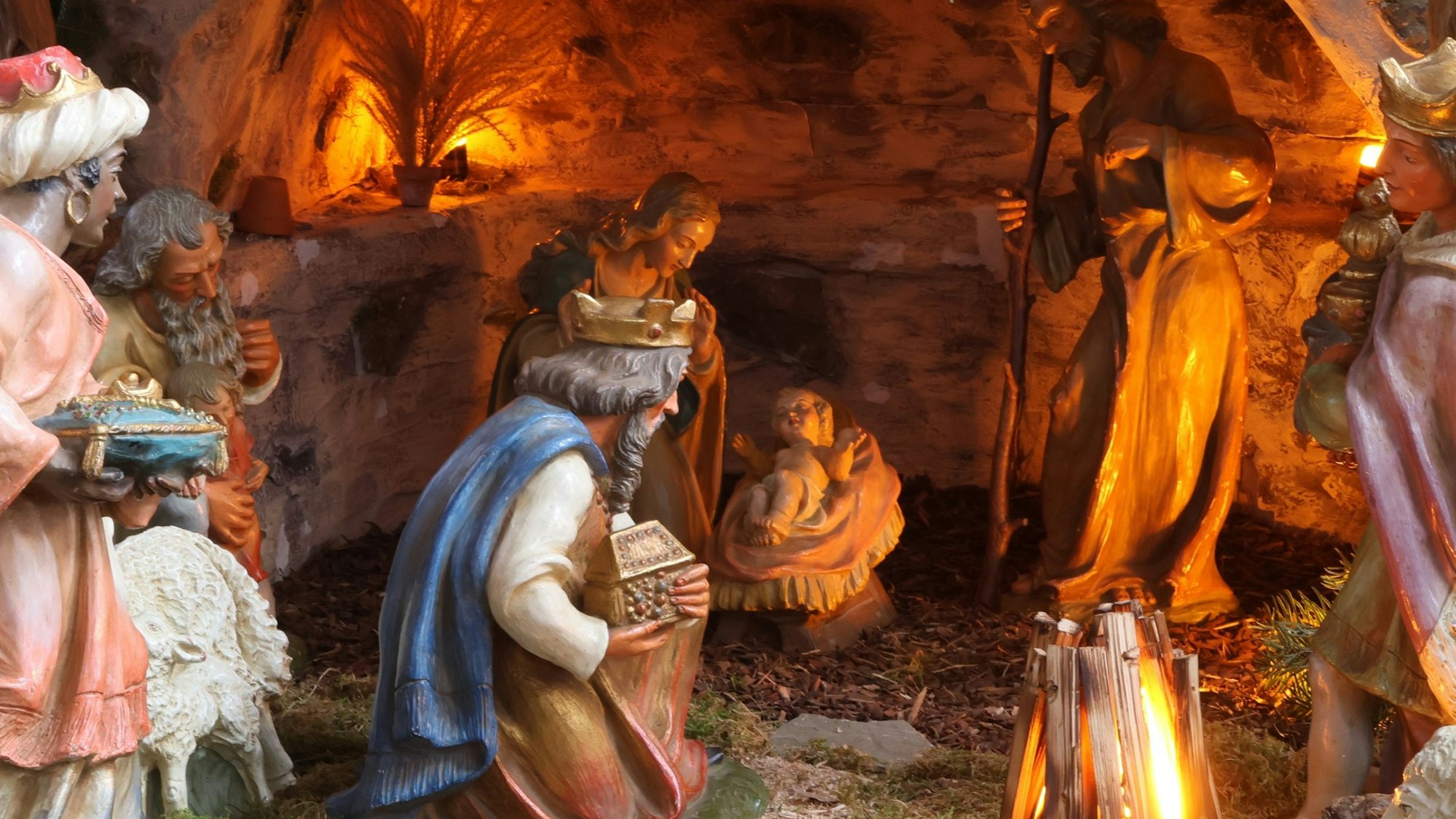 Eine Weihnachtskrippe.