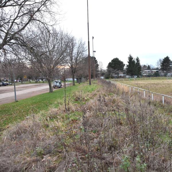 Das Foto zeigt einen alten Sportplatz.