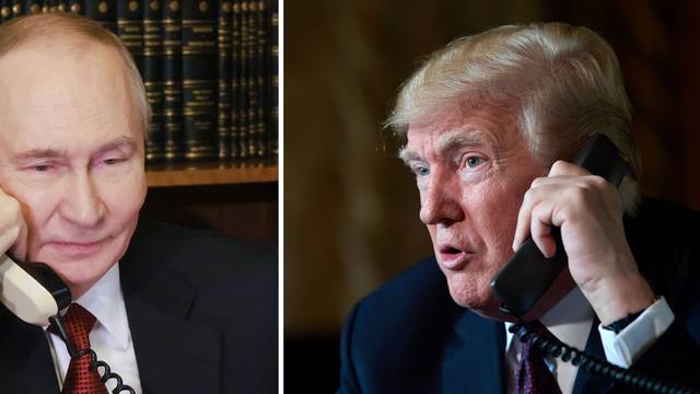 25.12.2025, Russland, Moskau: Die Kombo aus Archivbildern zeigt Russlands Präsidenten Wladimir Putin (l, 25.12.2025 in Moskau) und den US-Präsidenten Donald Trump (r, 22.11.2018 in Palm Beach), jweils am Telefon. US-Präsident Trump hat kurz vor seinem Treffen mit dem ukrainischen Präsidenten Selenskyj in Florida mit Kremlchef Putin telefoniert. Das Telefonat sei «gut und sehr produktiv» verlaufen, schrieb der Republikaner auf der Plattform Truth Social, ohne nähere Details über Inhalte. Foto: Mikhail Metzel/Pool Sputnik Kremlin/AP/dpa - ACHTUNG: Nur zur redaktionellen Verwendung und nur mit vollständiger Nennung des vorstehenden Credits +++ dpa-Bildfunk +++