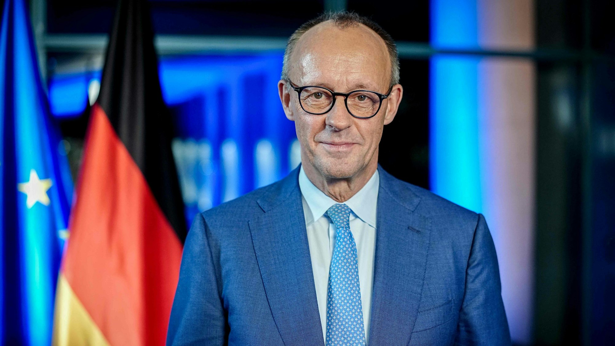 Embargoed until December 30, 2026 - 23:00 GMT / EMBARGO - December 31, 2025, 00:00 CET
Picture taken on December 19, 2025 in Berlin shows German Chancellor Friedrich Merz posing for pictures during the recording of his new year's speech. (Photo by Kay Nietfeld / POOL / AFP)