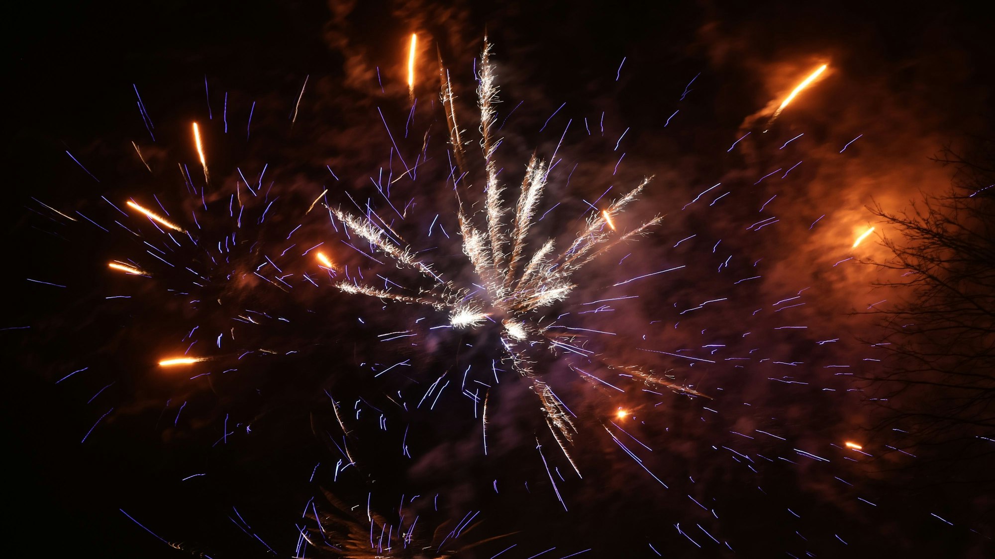 Ein Silvesterfeuerwerk am Himmel.