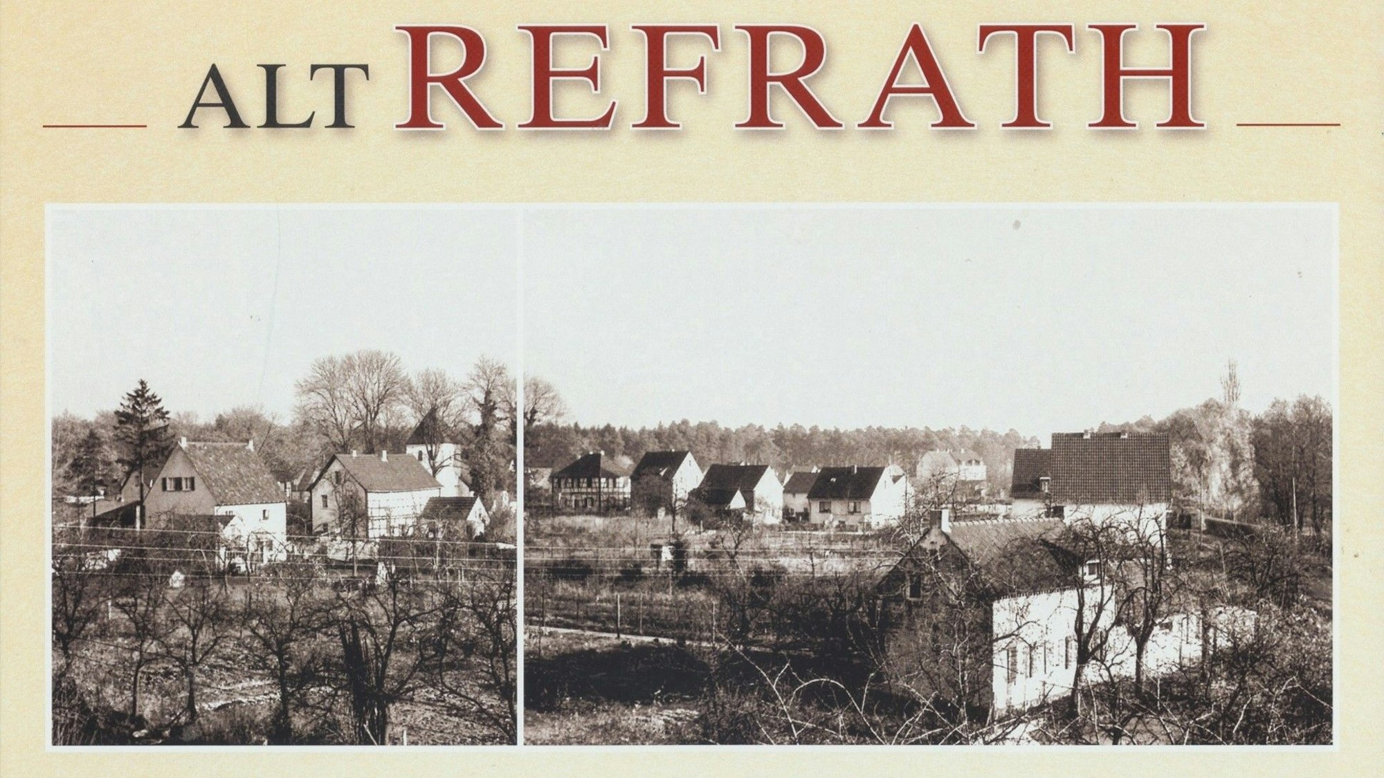 Ein schwarz-weiß Foto von Häusern ist auf einem Kalenderdeckblatt zu sehen.