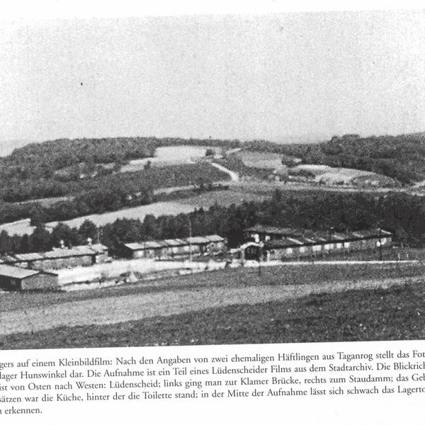 Ein Foto des Lagers Lüdenscheid-Hunswinkel, aufgenommen nach Kriegsende.