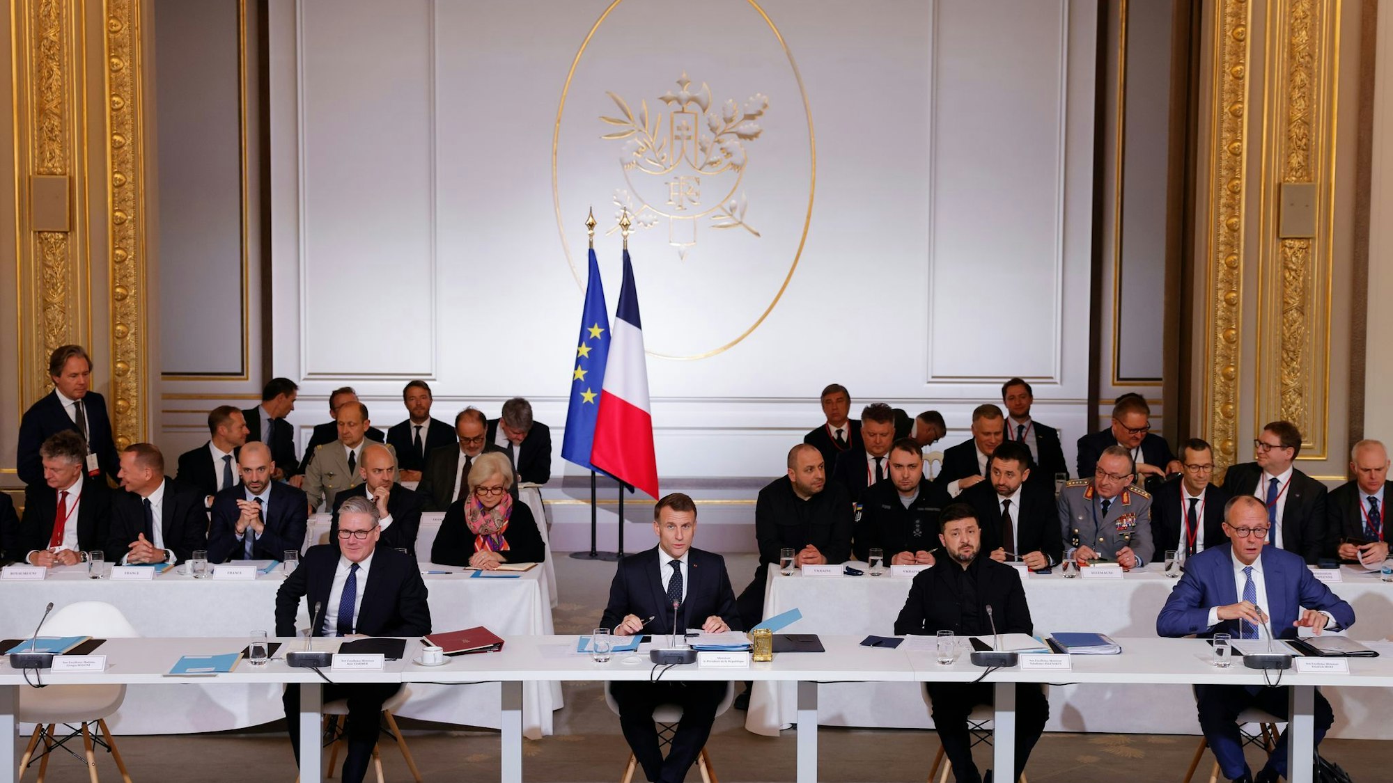 Die Koalition der Willigen möchte eine Gewährleistung einer dauerhaften Sicherheit für die Ukraine verbindlich vereinbaren. Foto: Yoan Valat/Pool EPA/AP/dpa