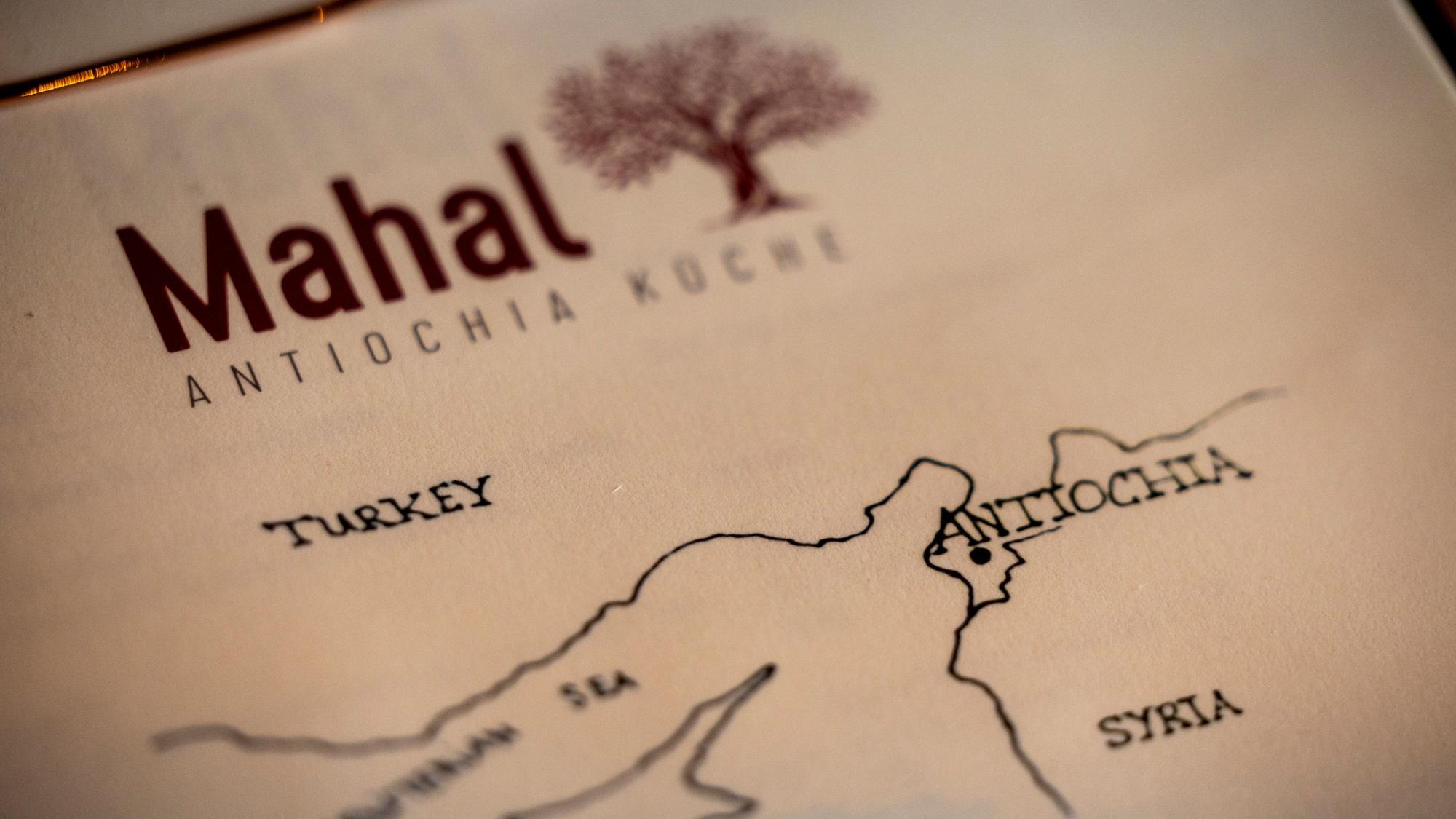 Die Speisekarte zeigt, wo Antakya, früher Antiochia, liegt.