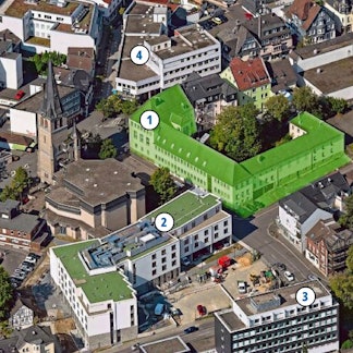 Luftbildansicht auf die Gummersbacher Innenstadt