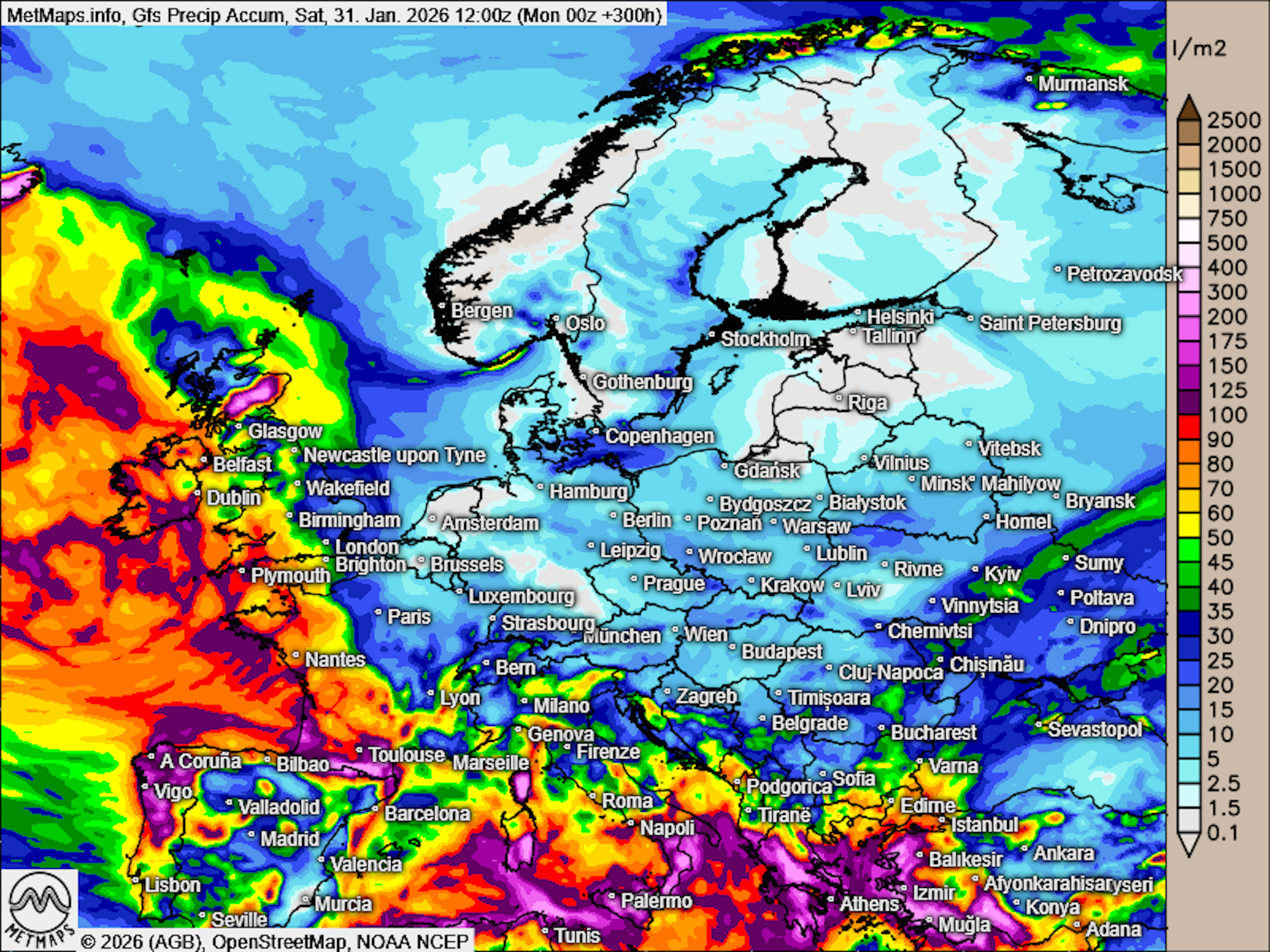 Die Kälte kommt zurück, prognostizert Dr. Karsten Brandt. Auf der Karte sieht man erwartete Lufttemperaturen für den 26. Januar.