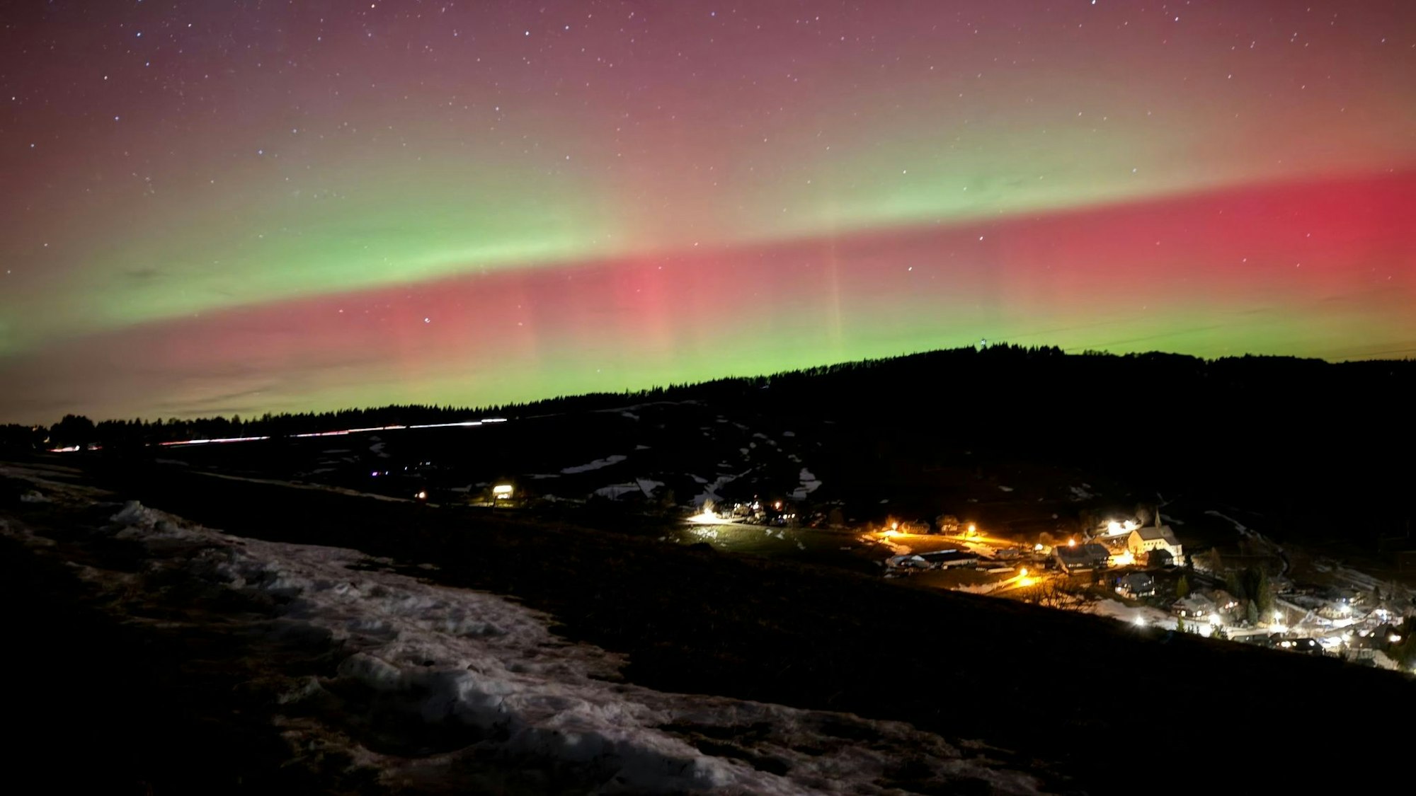 Polarlichter waren sogar in Süddeutschland zu sehen, wie hier in Baden-Württemberg.