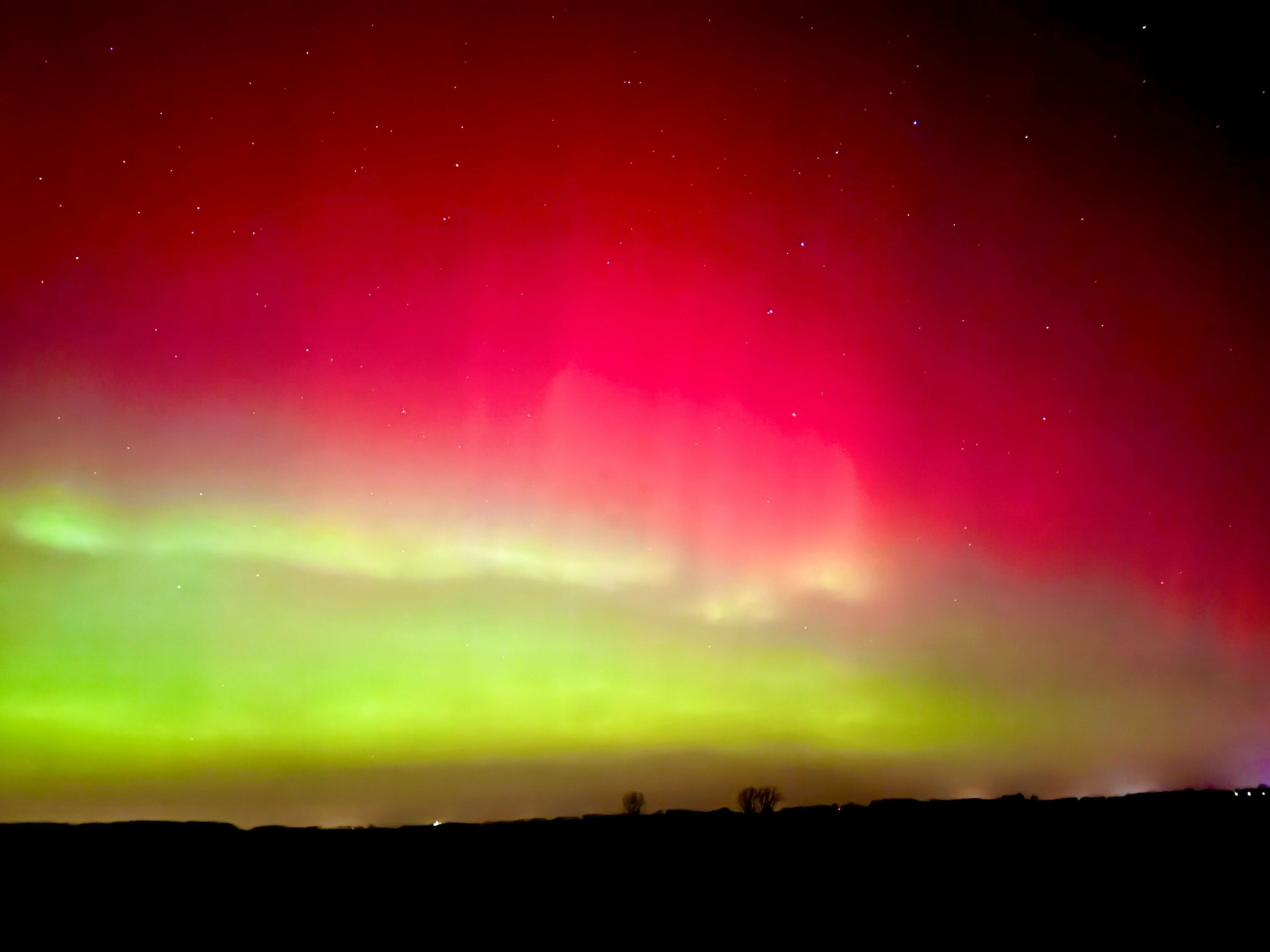 Calbe an der Saale: Polarlichter leuchten über Sachsen-Anhalt.