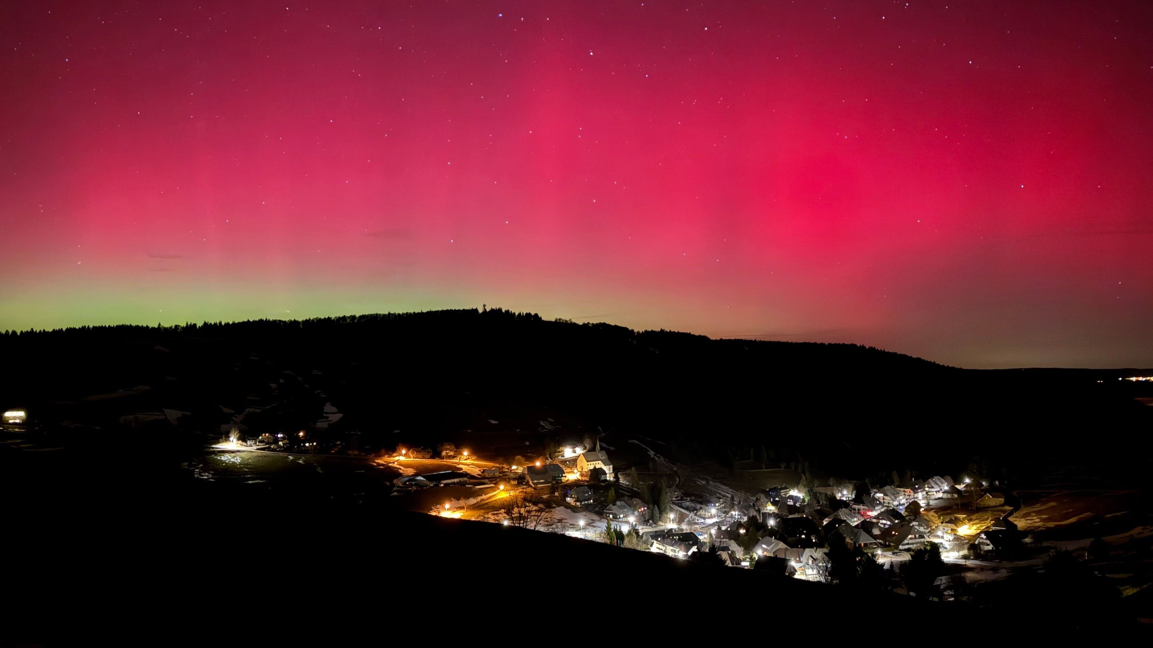 Polarlichter waren sogar in Süddeutschland zu sehen, wie hier in Baden-Württemberg.