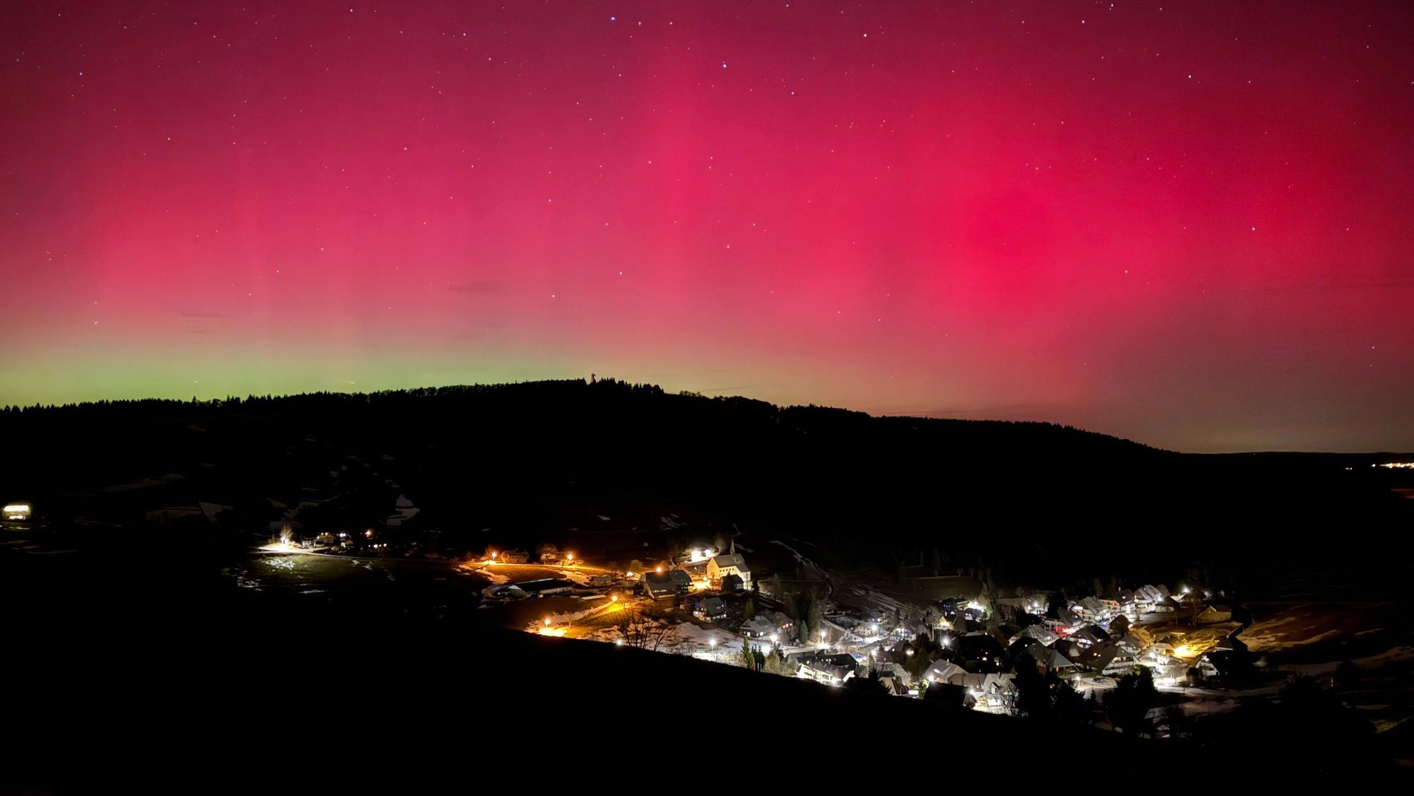 Polarlichter waren sogar in Süddeutschland zu sehen, wie hier in Baden-Württemberg.