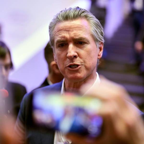 Der kalifornische Gouverneur Gavin Newsom ist während der Jahrestagung des Weltwirtschaftsforums (WEF) in Davos zu sehen.