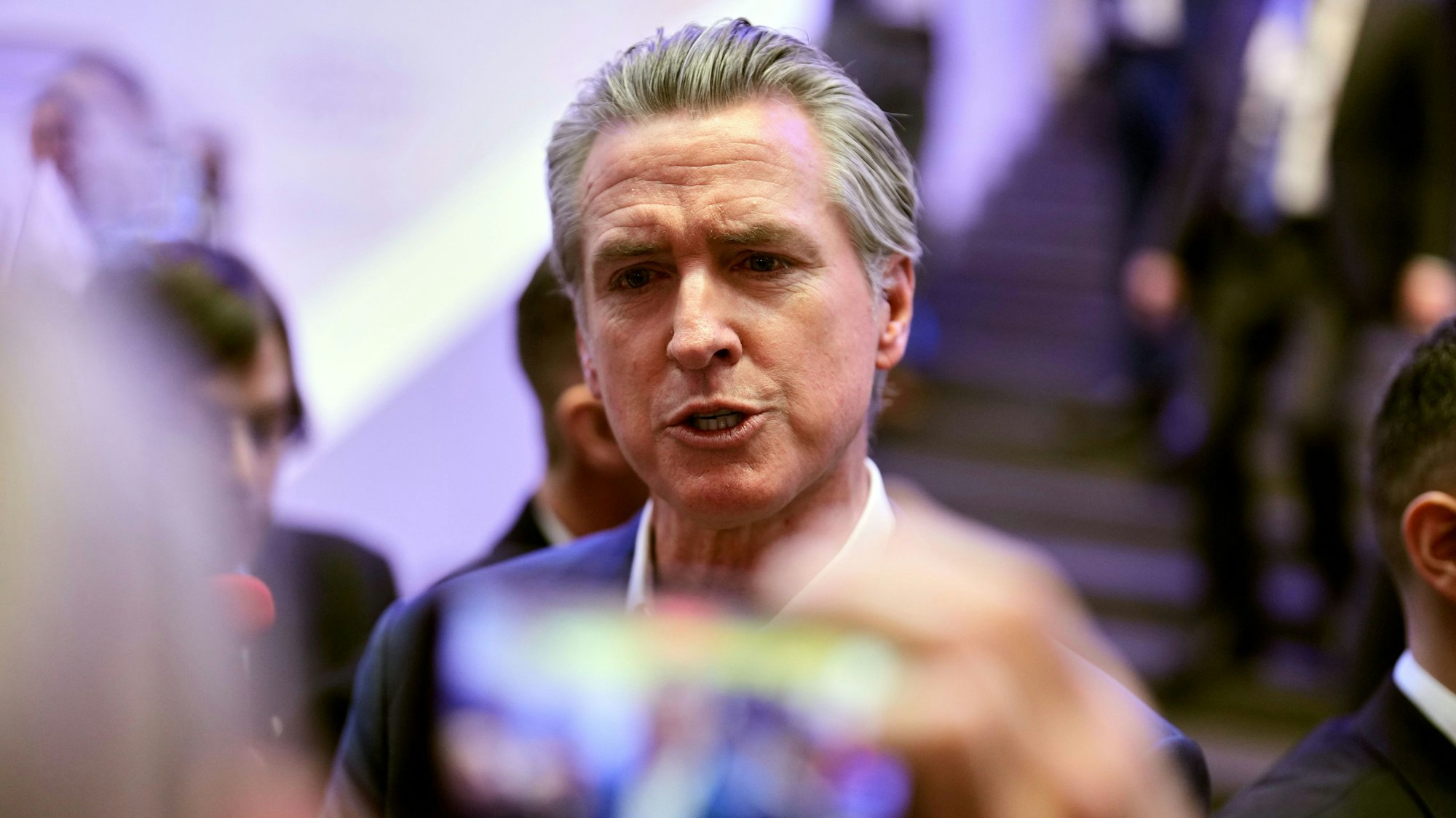 Der kalifornische Gouverneur Gavin Newsom ist während der Jahrestagung des Weltwirtschaftsforums (WEF) in Davos zu sehen.