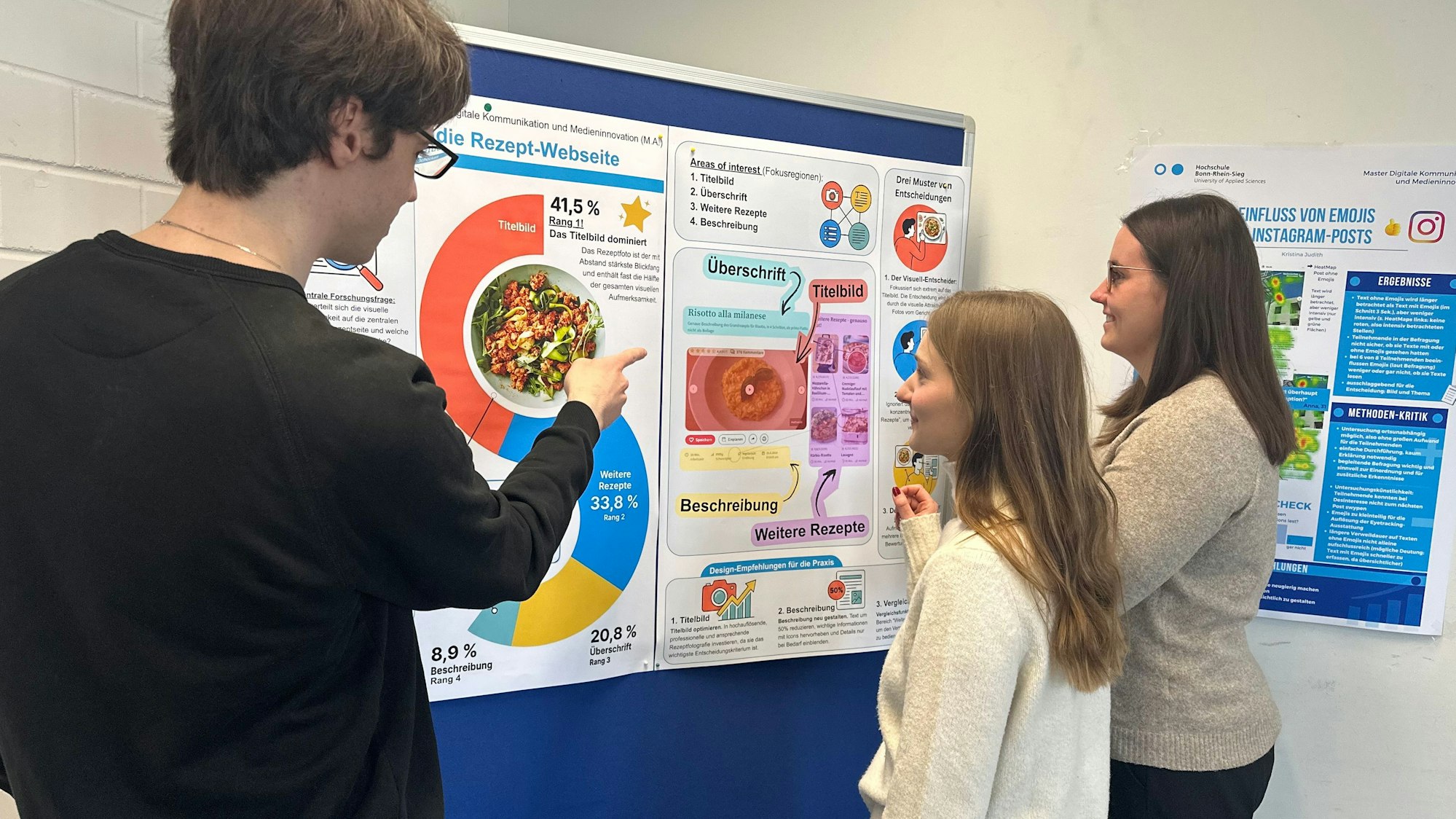 Die Ergebnisse des Eyetracking wurde auf Infoplakaten anschaulich dargestellt.