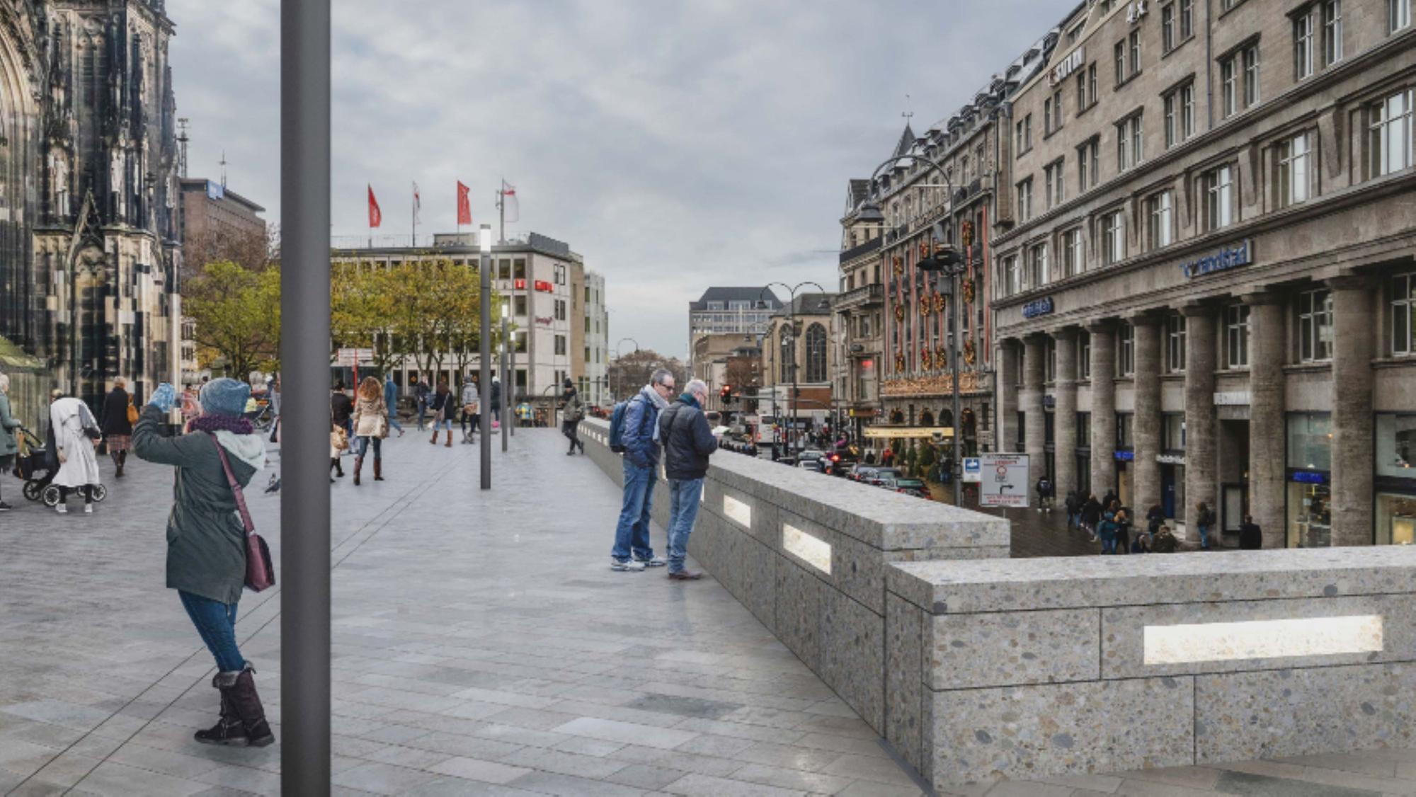 Zu sehen ist eine Visualisierung des der Trankgasse zugewandten Teils des Domsockels.