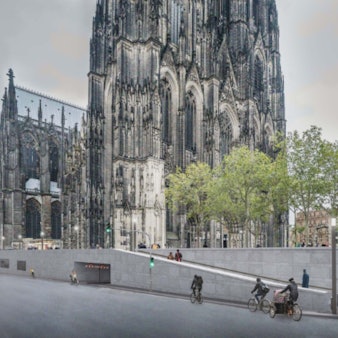 Zu sehen ist eine Visualisierung des neuen Domsockels.