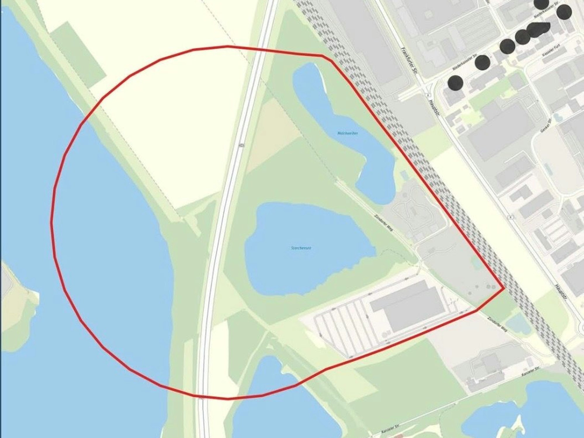 Der Evakuierungsradius von 400 Metern.