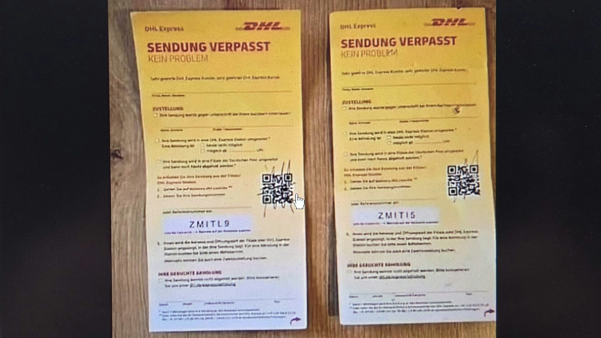 Dieses Foto einer mutmaßlich gefälschten Benachrichtigungskarte von DHL macht derzeit in den Sozialen Medien die Runde, auch in oberbergischen Regionalgrppen.