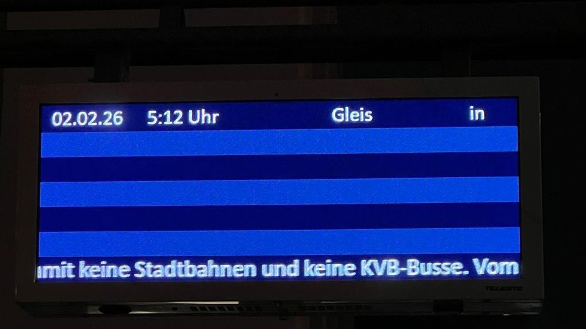 02.02.2026: Am Montag fährt die KVB wegen eines Warnstreiks nicht.