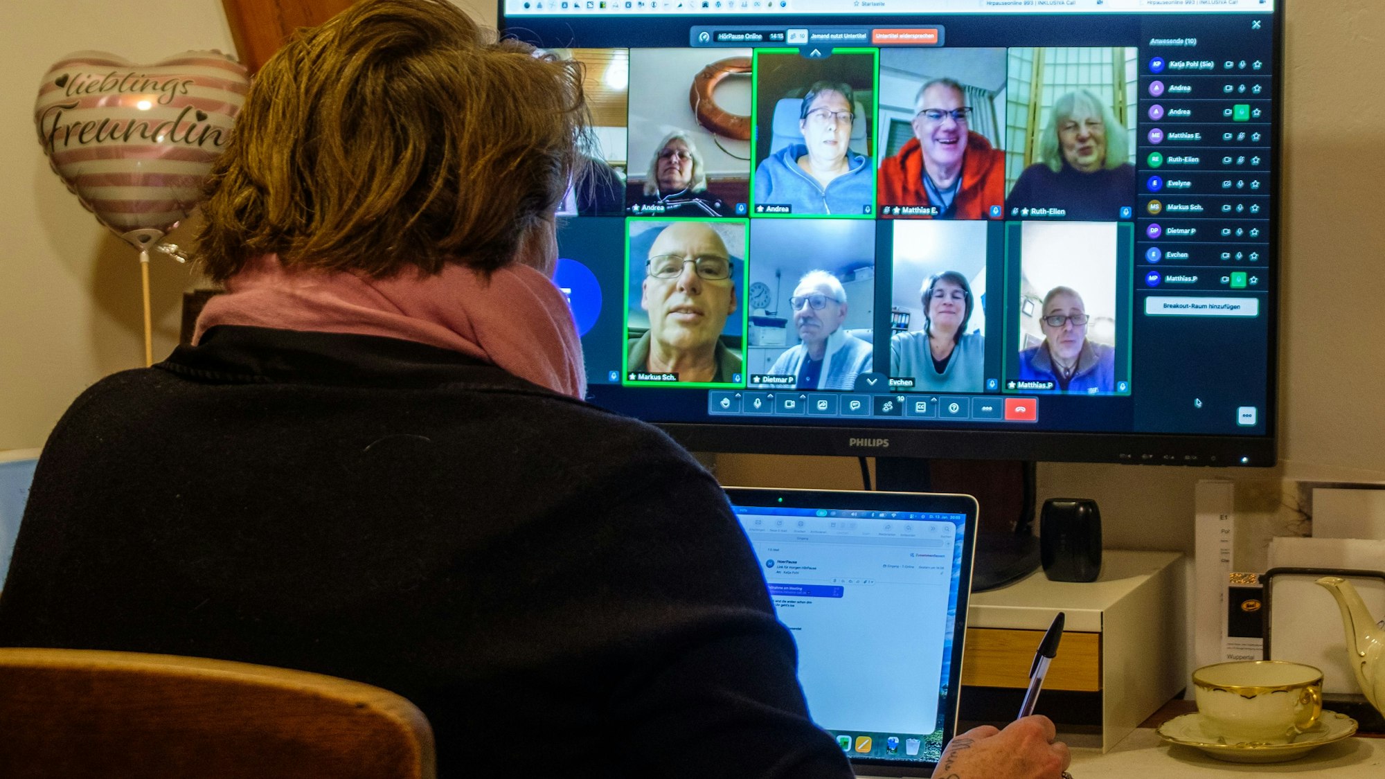 Ein Online-Meeting der Selbsthilfegruppe Hoerpause.