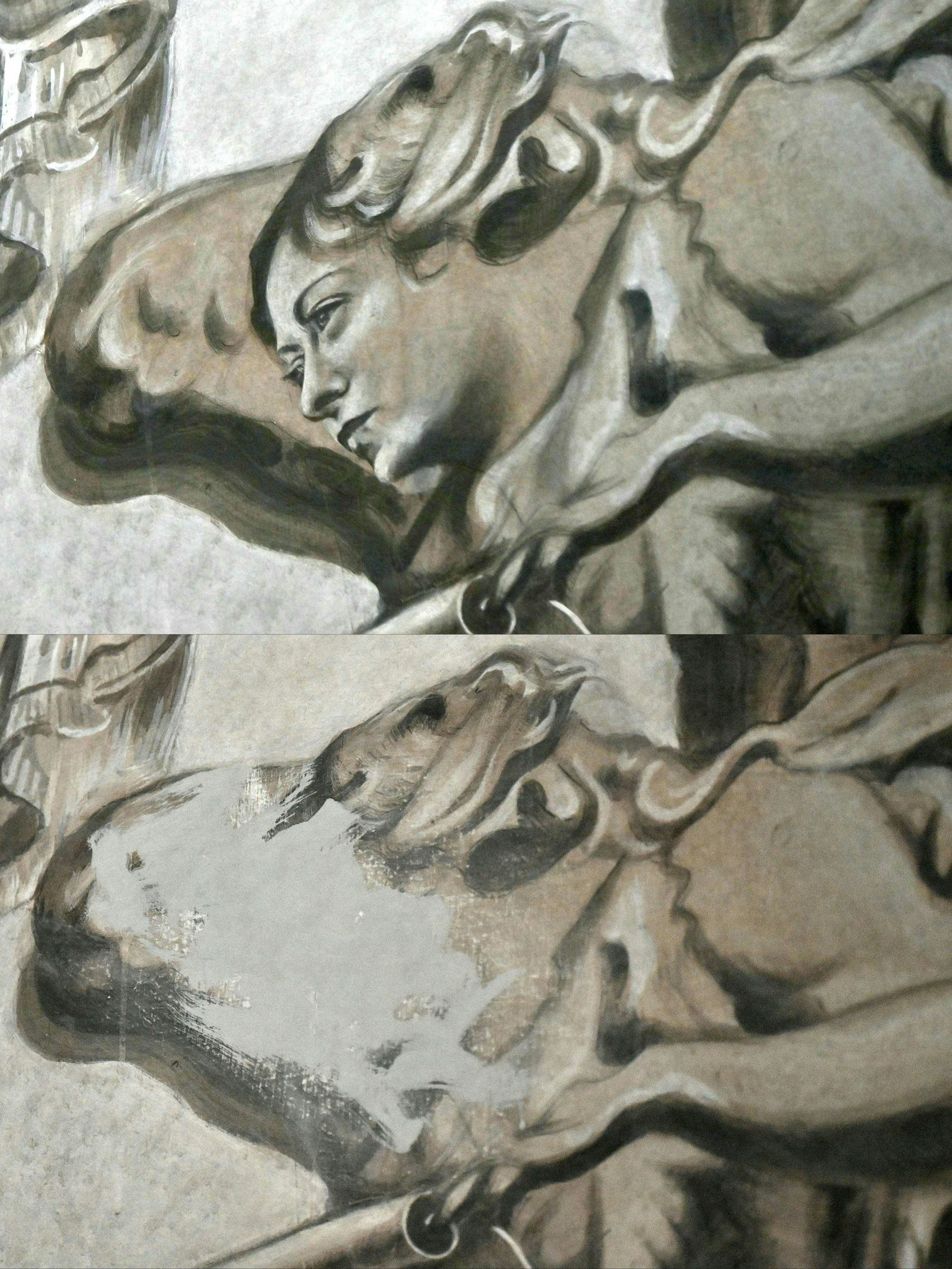 Ein Fresko in einer Seitenkapelle der Basilika San Lorenzo in Lucina zeigt einen Engel, dessen Gesicht entfernt wurde. Der Engel sah seit einer Renovierung der italienischen Regierungschefin Meloni ähnlich.