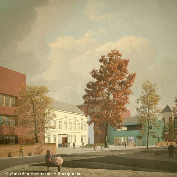 Eine Visualisierung zeigt den geplanten Schulbau in Bickendorf.