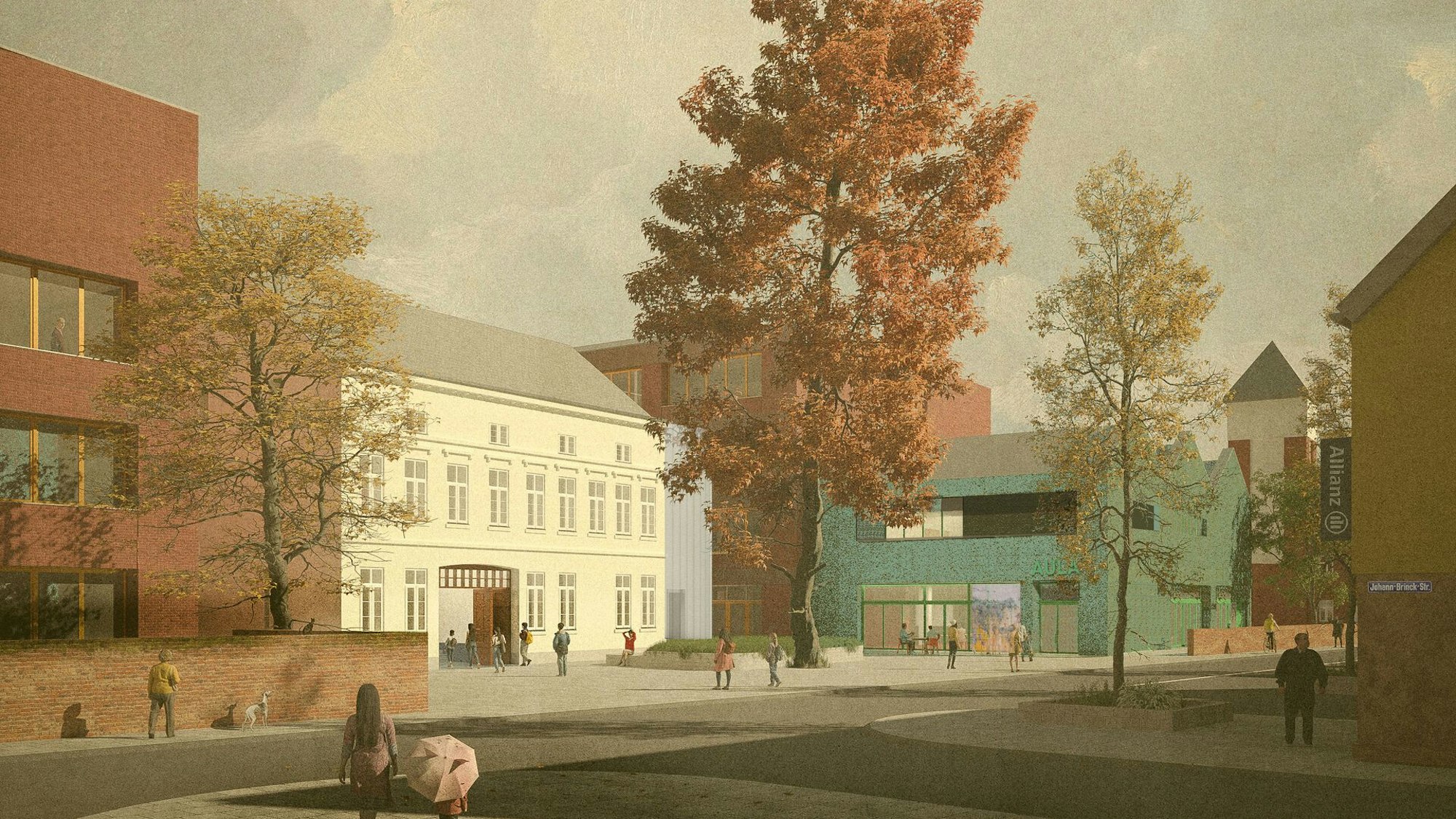 Köln, Ehrenfeld, Rochusstraße 80, Visualisierung Grundschule und Kindertagesstätte, Eingang