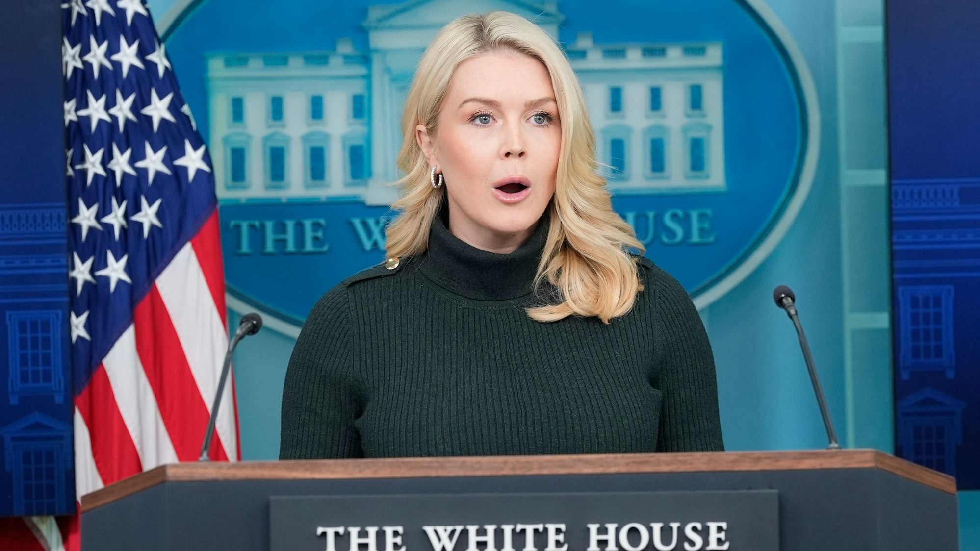 Die Pressesprecherin des Weißen Hauses, Karoline Leavitt, nannte die Empörung über das Video „gespielt“. (Archivbild)