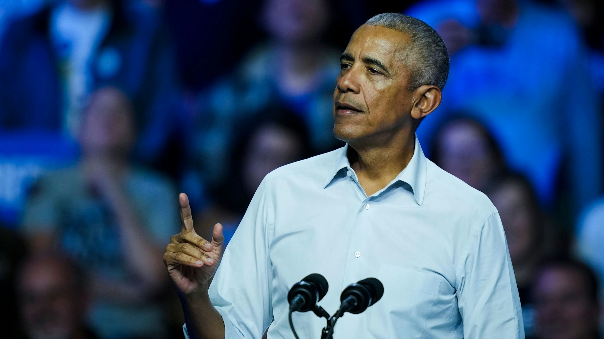 Der ehemalige US-Präsident Barack Obama spricht bei einer Wahlkampfveranstaltung (Archivbild).