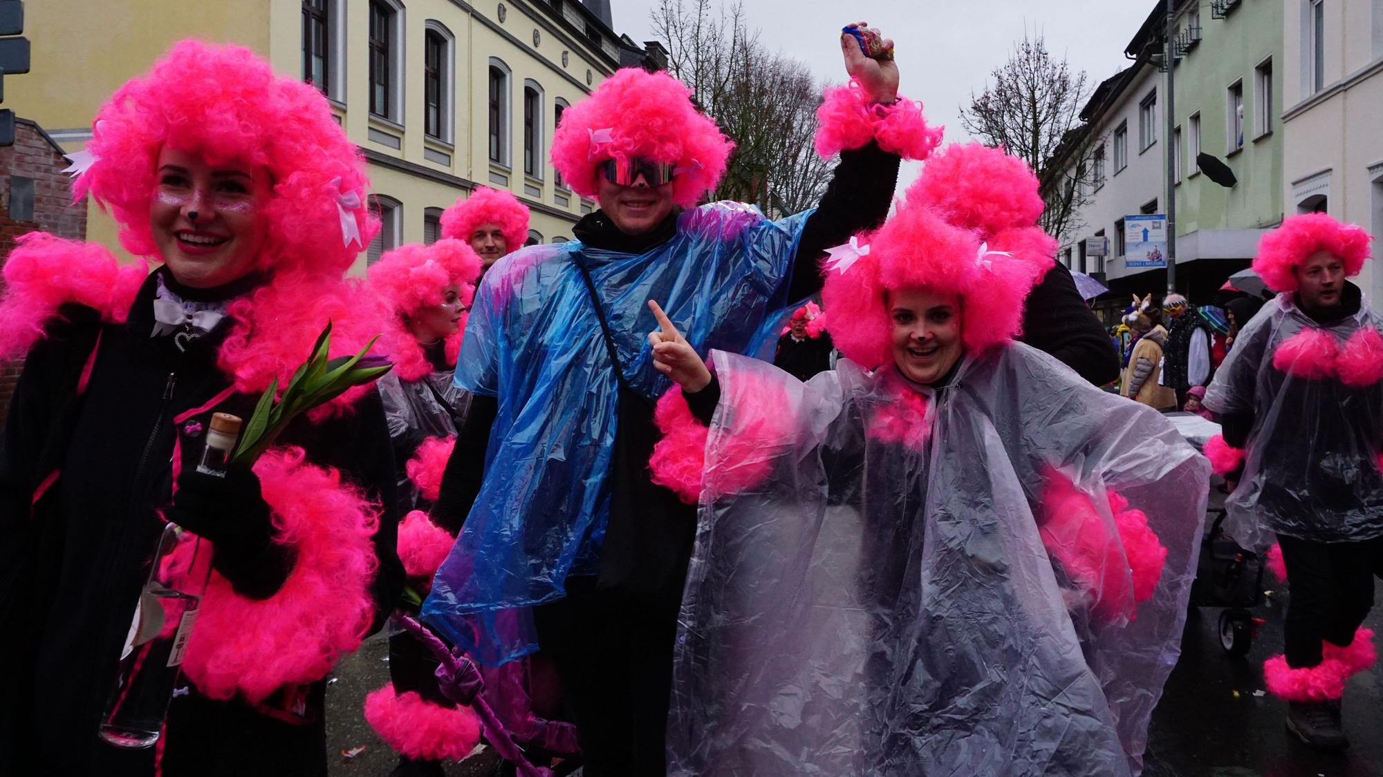 Auffallend Pink und mit viel guter Laune ging die Gruppe Running Jeck durch den Zug, im Pudel Rudel.