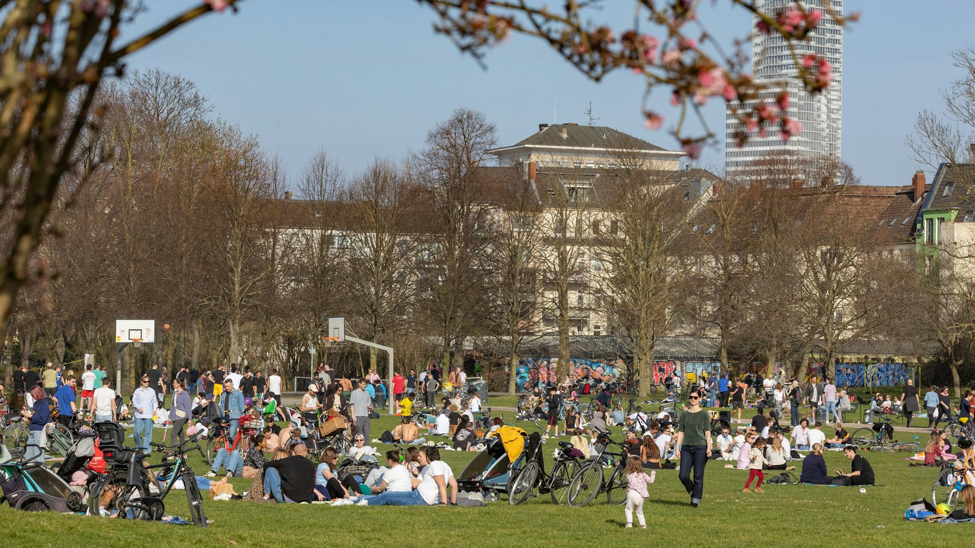 Der Grüngürtel zwischen Venloer und Vogelsanger Straße Anfang März 2025. In Köln soll es frühlingshaft werden.