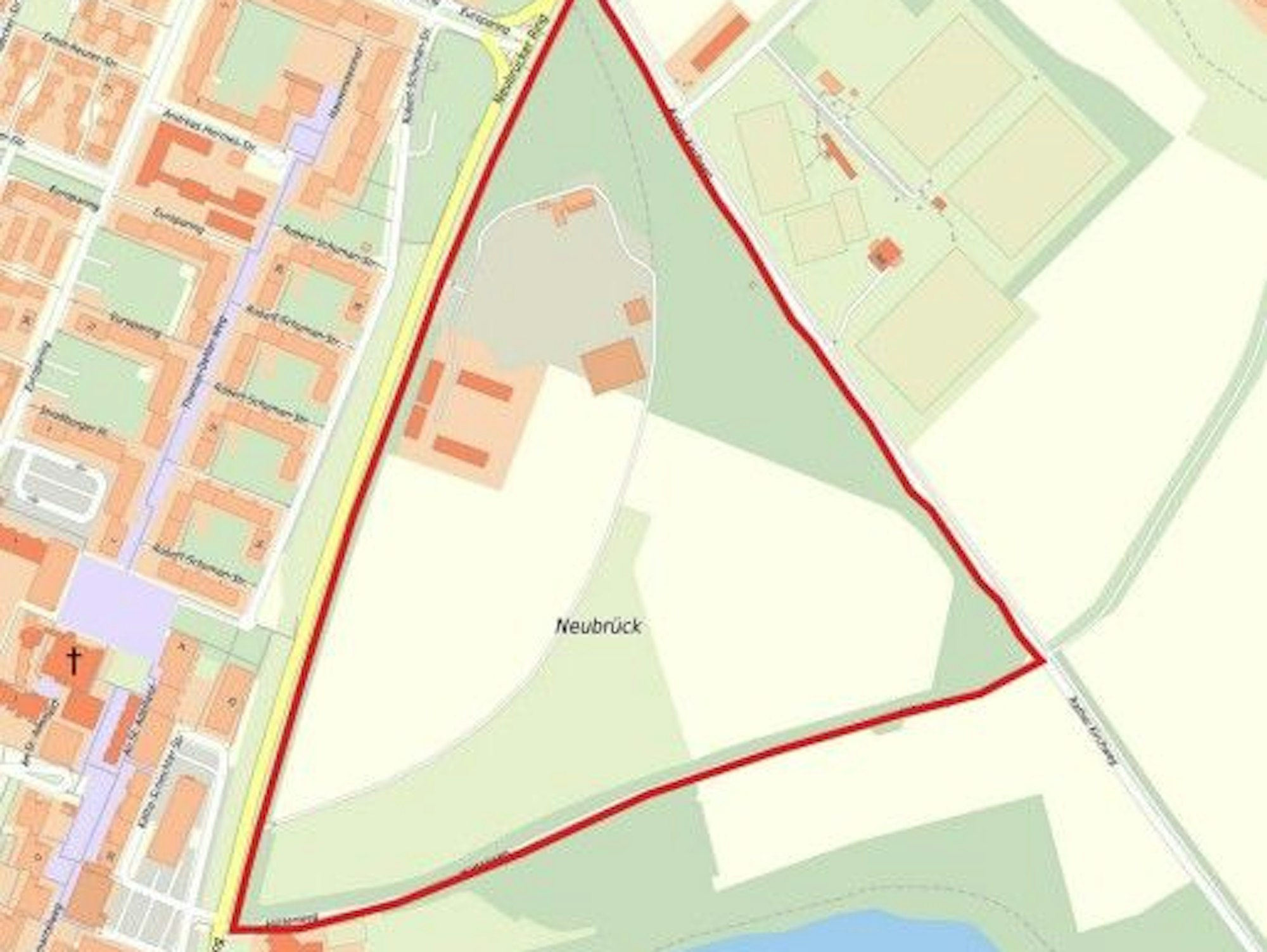 Der von der Stadt Köln festgelegte Evakuierungsradius in Köln-Neubrück.