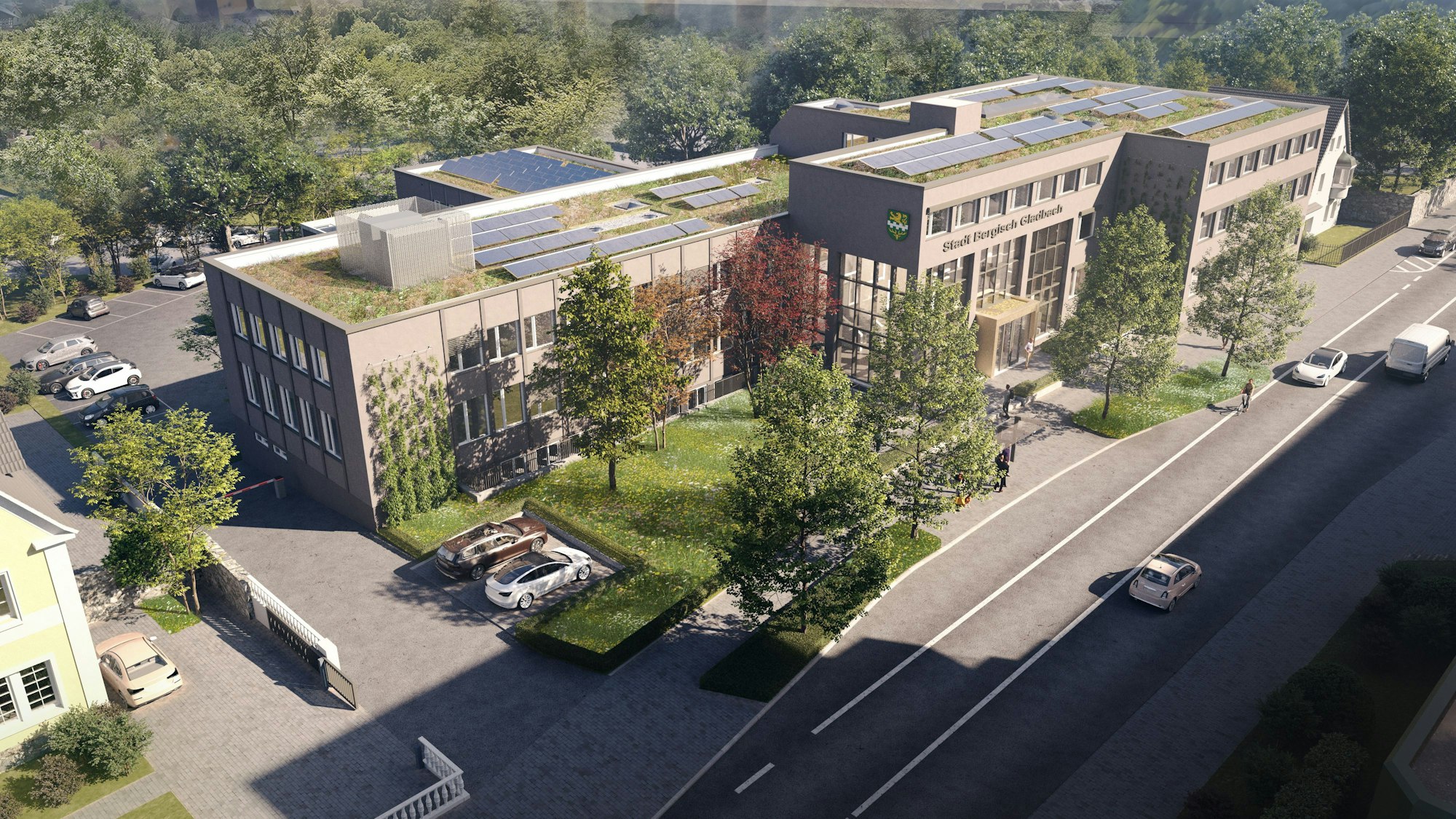 Das Foto zeigt eine Skizze des neuen Stadthauses