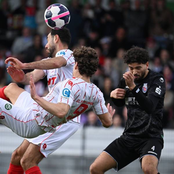 01.03.2026, xophax, Fussball Regionalliga West. SC Fortuna Köln gegen Bonner SC. Enzo Wirtz und Hamadi Al Ghaddioui , links beide SC Fortuna Köln und Bilal - Badr Ksiouar Bonner SC , rechts Koeln *** 01 03 2026, xophax, Soccer Regionalliga West SC Fortuna Köln vs Bonner SC Enzo Wirtz and Hamadi Al Ghaddioui , left both SC Fortuna Köln and Bilal Badr Ksiouar Bonner SC , right Koeln