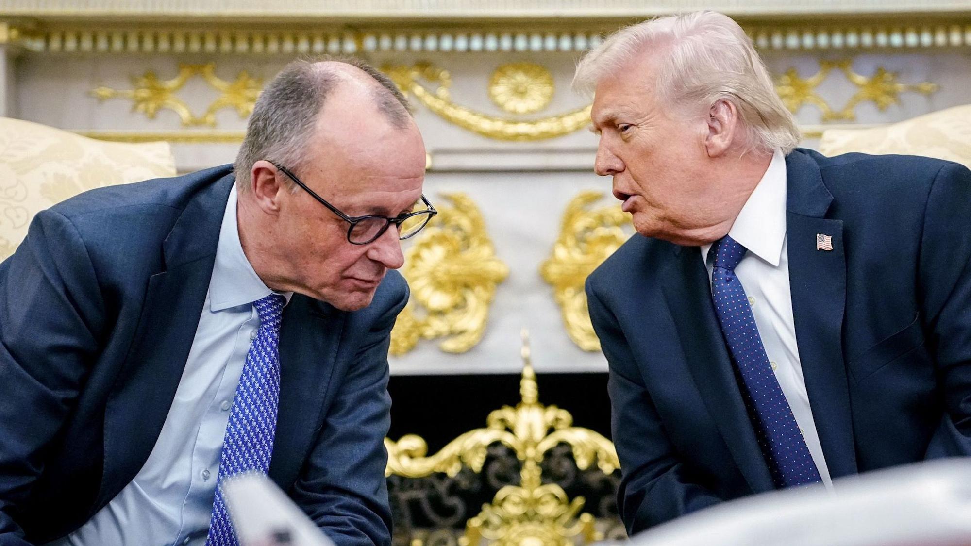 US-Präsident Donald Trump empfängt Bundeskanzler Friedrich Merz (CDU) im Weißen Haus. (Archivbild)